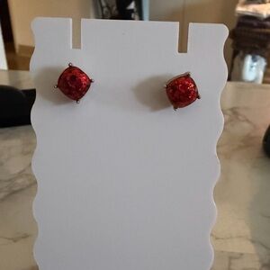 Red Glitter Heart Stud Earrings